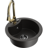 Mexen Diego 1-compartment granite sink with a kitchen mixer tap Elia, Black/Gold metallic - 6512-75-670101-50-B