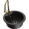 Mexen Diego granite sink 1-bowl with Elia kitchen tap, black/gold metallic - 6512-75-670101-50-B