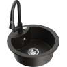 Mexen Diego granite sink 1-bowl with Elia kitchen tap, black/gold metallic - 6512-75-670101-70