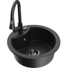 Mexen Diego 1-bowl granite sink with Elia kitchen faucet, black/gold metallic - 6512-75-670101-70-B