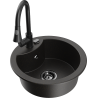 Mexen Diego 1-compartment granite sink with a kitchen mixer tap Elia, Black/Gold metallic - 6512-75-670101-70-B
