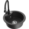 Mexen Diego 1-compartment granite sink with a kitchen mixer tap Elia, spotted black - 6512-76-670101-70