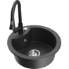 Mexen Diego granite sink 1-bowl with Elia kitchen tap, speckled black - 6512-76-670101-70