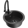 Mexen Diego granite sink 1-bowl with Elia kitchen faucet, black speckled - 6512-76-670101-70-B
