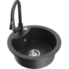 Mexen Diego 1-bowl granite sink with Elia kitchen faucet, black speckled - 6512-76-670101-76