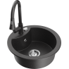 Mexen Diego 1-compartment granite sink with a kitchen mixer tap Elia, spotted black - 6512-76-670101-76