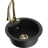 Mexen Diego granite sink 1-bowl with Elia kitchen tap, black - 6512-77-670101-50