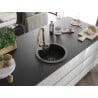 Mexen Diego granite single-bowl sink with Elia kitchen faucet, black - 6512-77-670101-50-B