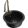 Mexen Diego 1-compartment granite sink with a kitchen mixer tap Elia, Black - 6512-77-670101-50-B