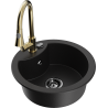 Mexen Diego granite single-bowl sink with Elia kitchen faucet, black - 6512-77-670101-50-B