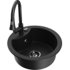 Mexen Diego 1-Bowl Granite Kitchen Sink with Elia Faucet, Black - 6512-77-670101-70-B