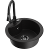 Mexen Diego single-bowl granite kitchen sink with Elia faucet, black - 6512-77-670101-70-B