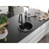 Mexen Diego granite kitchen sink 1-bowl with Elia kitchen faucet, black - 6512-77-670101-70