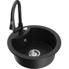 Mexen Diego granite kitchen sink 1-bowl with Elia kitchen faucet, black - 6512-77-670101-70
