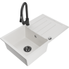 Mexen Bruno 1-compartment granite sink with a drip tray and kitchen mixer tap Elia, White - 6513-20-670101-70