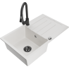 Mexen Bruno granite kitchen sink single-basin with drainer and kitchen faucet Elia, white - 6513-20-670101-70