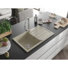 Mexen Bruno 1-bowl granite sink with drainer and Elia kitchen faucet, beige - 6513-69-670101-00