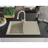 Mexen Bruno 1-bowl granite sink with drainer and kitchen faucet Elia, beige - 6513-69-670101-69