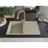 Mexen Bruno 1-bowl granite sink with drainer and Elia kitchen tap, beige - 6513-69-670101-50