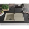 Mexen Bruno granite sink 1-bowl with drainer and Elia kitchen tap, beige - 6513-69-670101-70