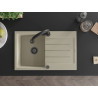 Mexen Bruno 1-bowl granite sink with drainer and Elia kitchen faucet, beige - 6513-69-670101-70