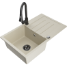 Mexen Bruno 1-bowl granite sink with drainer and Elia kitchen faucet, beige - 6513-69-670101-70