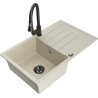 Mexen Bruno granite sink 1-bowl with drainer and Elia kitchen tap, beige - 6513-69-670101-70