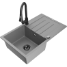 Mexen Bruno granite kitchen sink 1-bowl with drainer and kitchen tap Elia, gray - 6513-71-670101-70-B