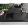 Mexen Bruno granite sink 1-bowl with drainer and kitchen faucet Elia, black/gold metallic - 6513-75-670101-70-B