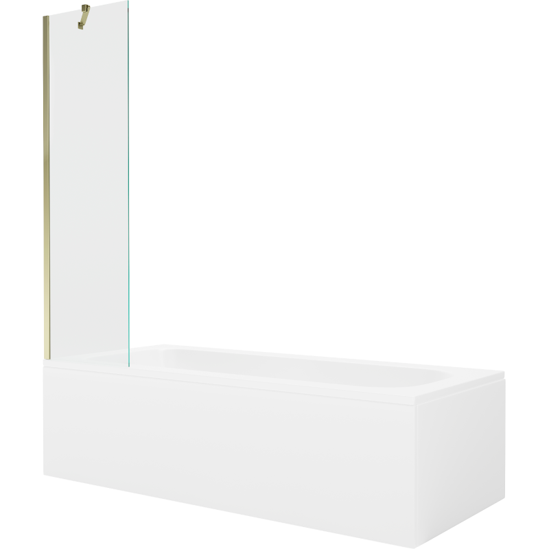 Mexen Vega rectangular bathtub 160 x 70 cm with casing and 1-wing screen 50 cm, transparent, gold - 550116070X9505000050