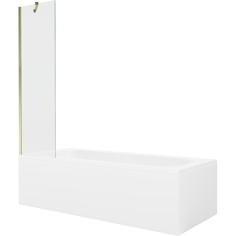 Mexen Vega 180 x 80 cm rectangular bathtub with panels and a 1-wing screen 50 cm, transparent, gold - 550118080X9505000050