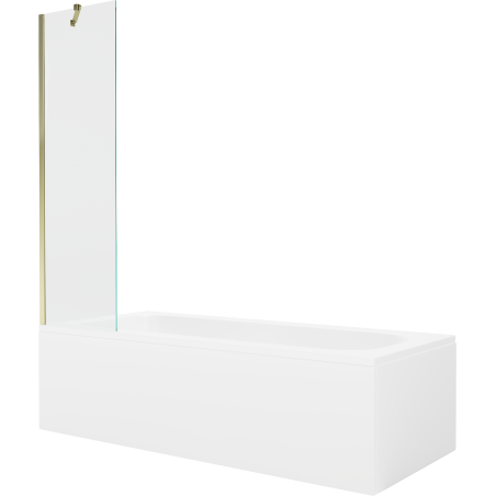 Mexen Vega rectangular bathtub 180 x 80 cm with casing and 1-wing screen 50 cm, transparent, gold - 550118080X9505000050
