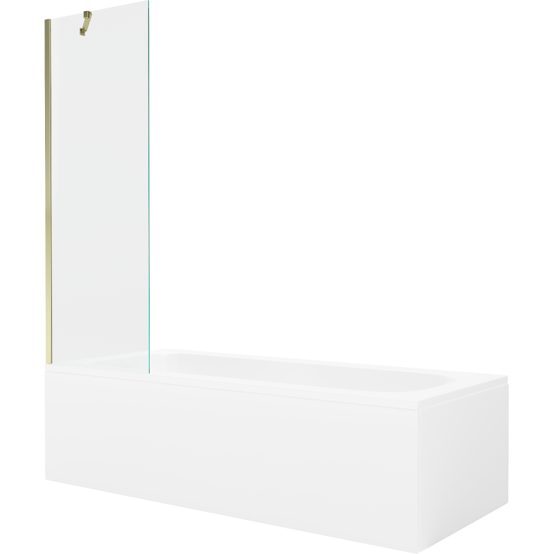 Mexen Vega 180 x 80 cm rectangular bathtub with panels and a 1-wing screen 60 cm, transparent, gold - 550118080X9506000050