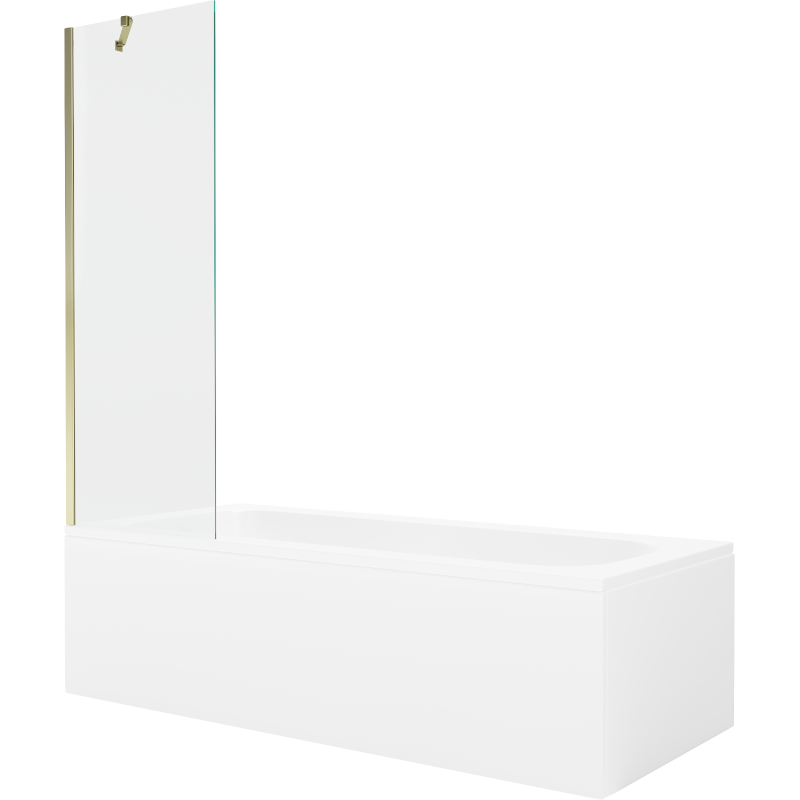 Mexen Vega rectangular bathtub 160 x 70 cm with enclosure and 1-wing screen 60 cm, transparent, gold - 550116070X9506000050