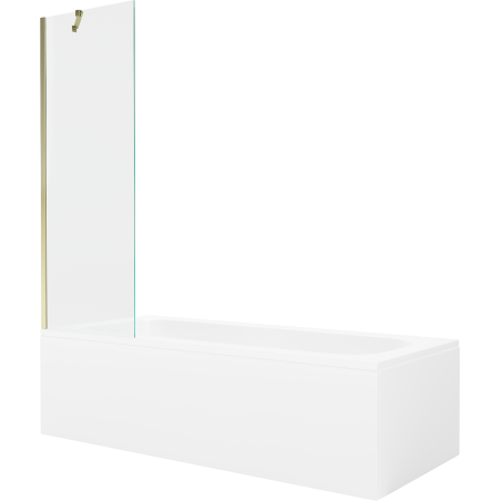 Mexen Vega rectangular bathtub 160 x 70 cm with enclosure and 1-wing screen 60 cm, transparent, gold - 550116070X9506000050