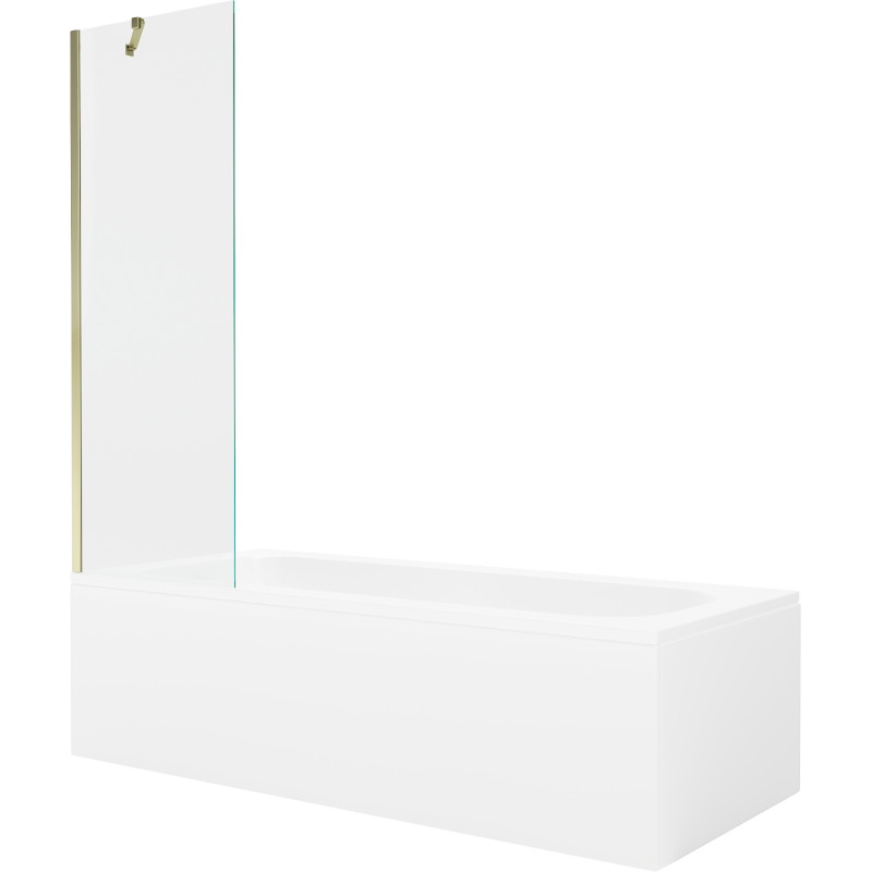 Mexen Vega rectangular bathtub 150 x 70 cm with casing and 1-wing screen 60 cm, transparent, golden - 550115070X9506000050