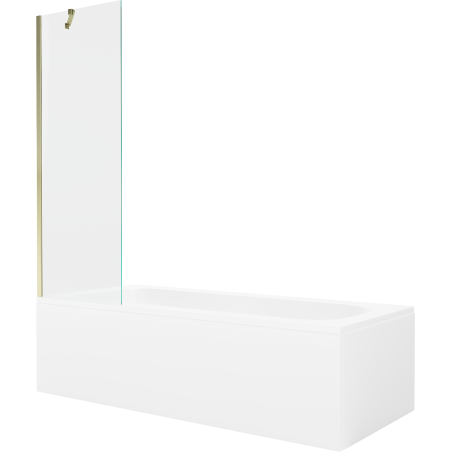 Mexen Vega rectangular bathtub 150 x 70 cm with casing and 1-wing screen 60 cm, transparent, golden - 550115070X9506000050