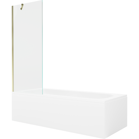 Mexen Vega 150 x 70 cm rectangular bathtub with panels and a 1-wing screen 70 cm, transparent, gold - 550115070X9507000050
