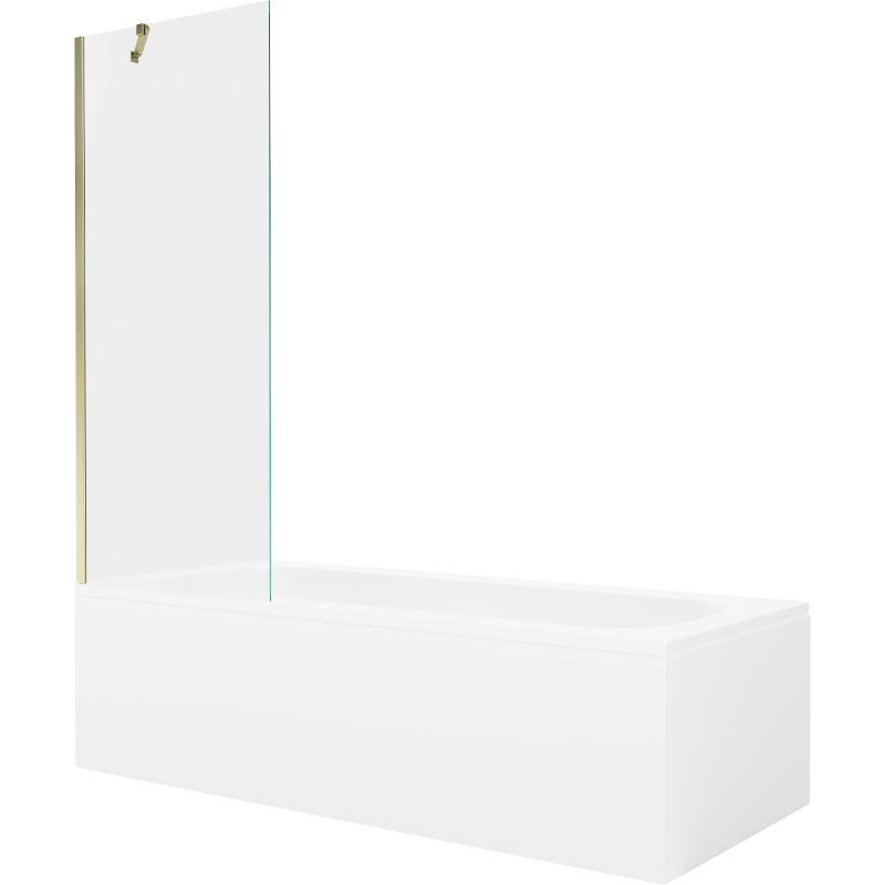Mexen Vega 160 x 70 cm rectangular bathtub with panels and a 1-wing screen 70 cm, transparent, gold - 550116070X9507000050