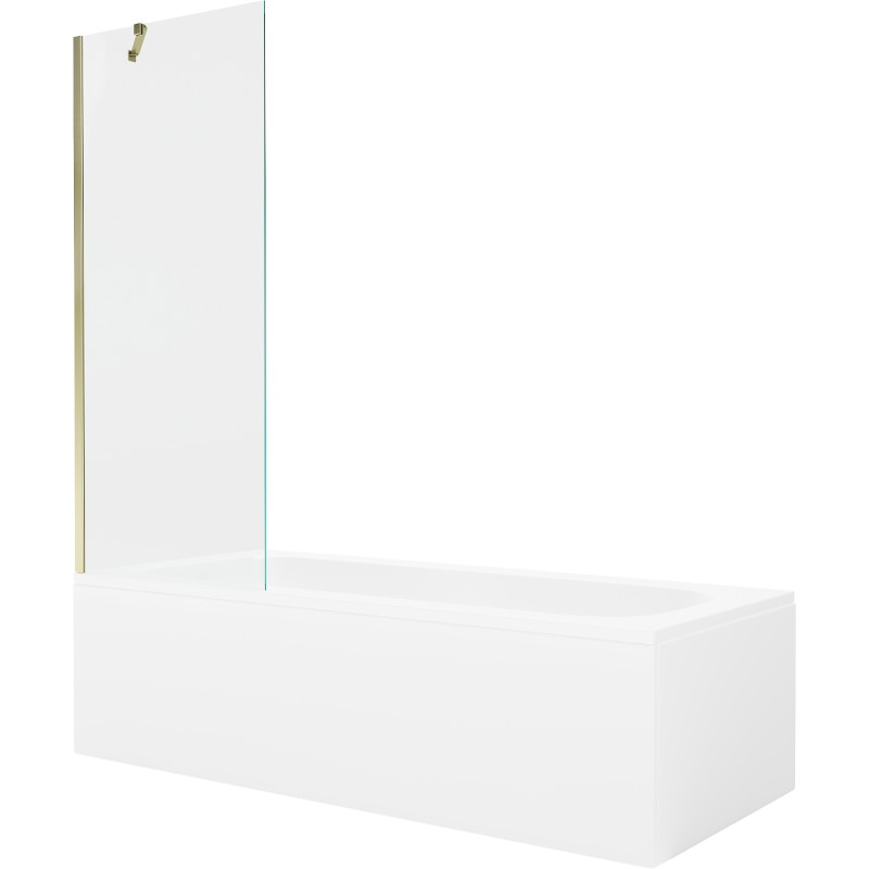 Mexen Vega rectangular bathtub 170 x 70 cm with enclosure and 1-wing screen 70 cm, transparent, gold - 550117070X9507000050