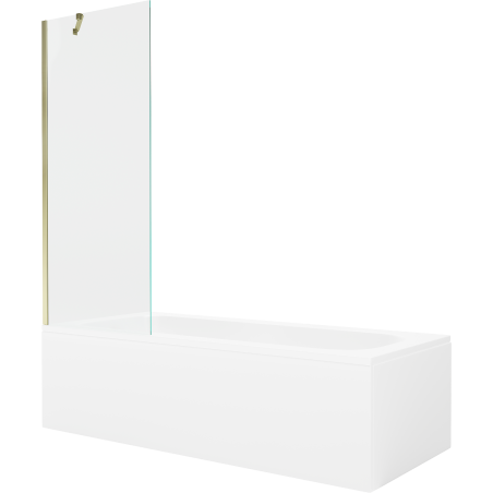 Mexen Vega rectangular bathtub 170 x 70 cm with casing and 1-panel screen 70 cm, transparent, gold - 550117070X9507000050