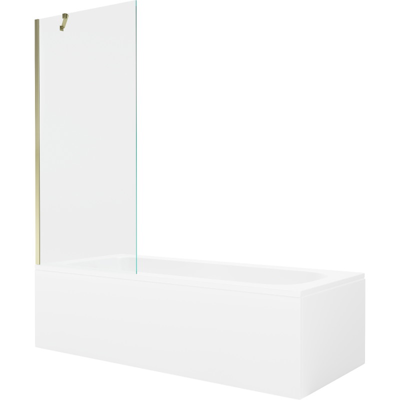 Mexen Vega rectangular bathtub 170 x 70 cm with casing and 1-wing screen 80 cm, transparent, gold - 550117070X9508000050