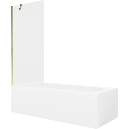 Mexen Vega 170 x 70 cm rectangular bathtub with panels and a 1-wing screen 80 cm, transparent, gold - 550117070X9508000050