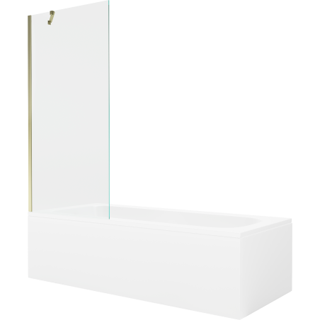 Mexen Vega rectangular bath 170 x 70 cm with panel and 1-wing screen 80 cm, transparent, gold - 550117070X9508000050