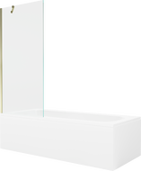 Mexen Vega 160 x 70 cm rectangular bathtub with panels and a 1-wing screen 80 cm, transparent, gold - 550116070X9508000050