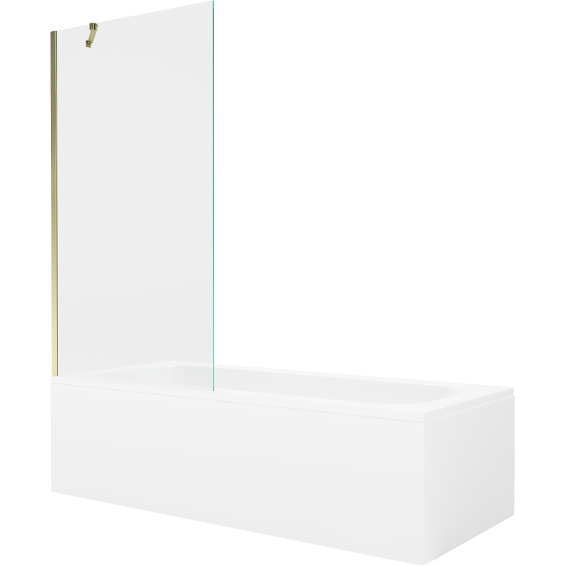 Mexen Vega Rectangular Bath 150 x 70 cm with Panel and 1-Panel Screen 90 cm, Transparent, Gold - 550115070X9509000050
