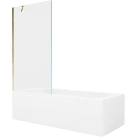 Mexen Vega 160 x 70 cm rectangular bathtub with panels and a 1-wing screen 90 cm, transparent, gold - 550116070X9509000050
