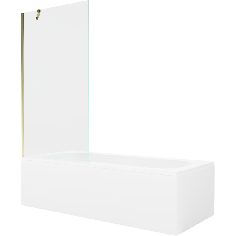 Mexen Vega rectangular bathtub 170 x 70 cm with housing and 1-leaf screen 90 cm, transparent, gold - 550117070X9509000050