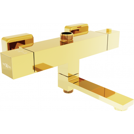 Mexen Cube thermostatic bath-shower faucet, gold - 77910-50