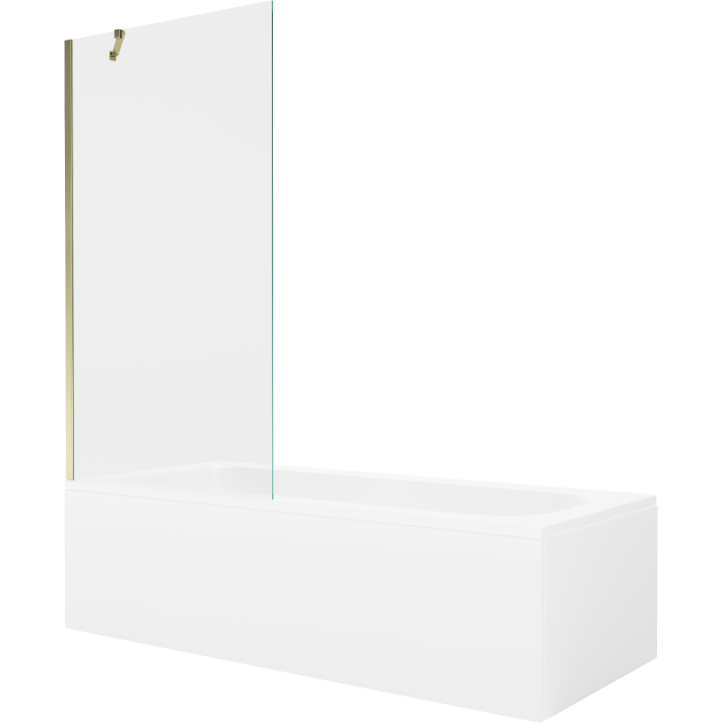 Mexen Vega 180 x 80 cm rectangular bathtub with panels and a 1-wing screen 90 cm, transparent, gold - 550118080X9509000050